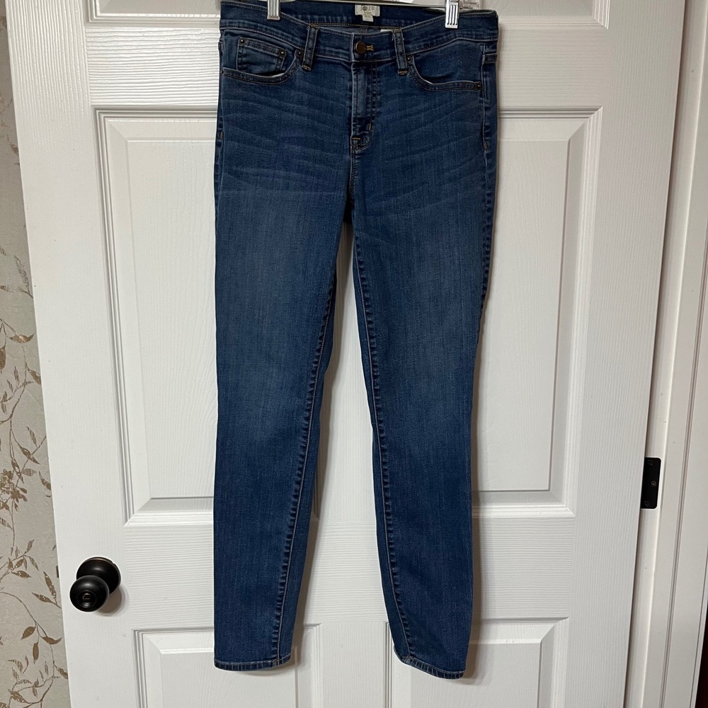 J Crew Stretch Blue Denim‎ Jeans Womens Size 28x30 Skinny Fit Mid Rise Casual